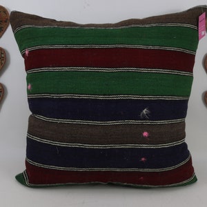 Handmade wool kilim pillow cover, Bohemian kilim pillow, Striped pillow, Floor pillow, Decorative pillow, 28x28 kilim pillow cover, no 205