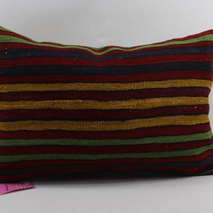Boho Kelim Kissen gestreiftes Kelim Kissen handgemachtes Wolle Kelim Kissen Boho Dekor Kissen türkisches Kelim Kissen 16x24 Kissenbezug no 1761