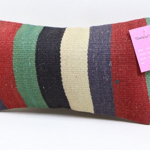 federa per cuscino kilim in lana fatta a mano turca cuscino boho cuscino costiero cuscino lombare cuscino per arredamento casa 8x16 pollici federa per cuscino n. 964