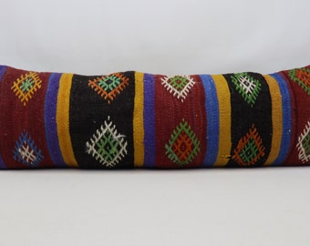 natural kilim pillow lumbar kilim pillow rustic decor bohemian kilim pillow eclectic decor tribal pillow 16x48 inches pillow cover no 541