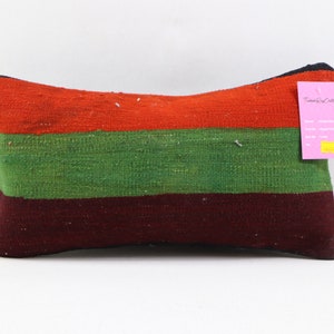 cuscino di lana fatto a mano decorativo kilim copertura del cuscino arredamento rustico cuscino turco cuscino lombare kilim cuscino 8x16 pollici copertura del cuscino no 782