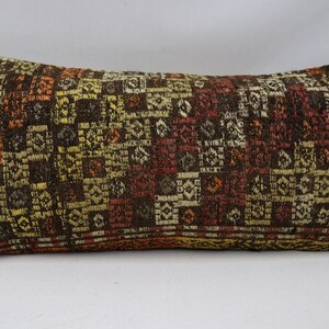 Kilim lumbar pillow, Handmade kilim pillow, Bohemian pillow Turkish kilim pillow Decorative kilim pillow 12x24 inches Pillow cover no 2583