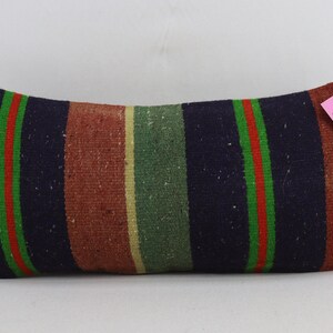 coastal pillow kilim pillow lumbar pillow tropical pillow rustic decor pillow decorative pillow 10x20 inch organic wool pillow cover no 2134