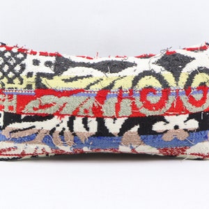 handmade wool pillow decorative kilim pillow cover rustic decor pillow turkish pillow lumbar kilim pillow 8x16 inches pillow cover no 740
