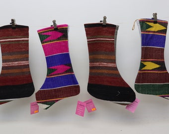 vintage kilim stockings decorative Xmas stockings 11x18 christmas socks santa claus socks handmade christmas socks wall decor socks Set 1553