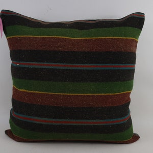 Organic kilim pillow, Handmade kilim pillow cover, Floor pillow, Large kilim pillow, Home decor, Wool pillow, 28x28 kilim pillow cover no 57