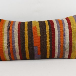 gift pillow kilim pillow coastal pillow natural wool lumbar pillow floor pillow antique throw pillow 10x20 inch kilim pillow cover no 2089