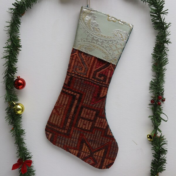 holiday decor christmas kilim stocking 11x18 christmas ornament socks best gift for her home decor santa claus socks christmas gift No 1490