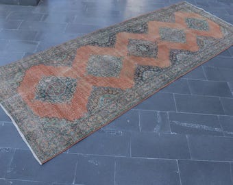turkish area rug, herki rug, vintage rug, oriental rug, runner rug, hallway rug , handknotted rug  FREE SHIPPING  5.1 x 13.7 ft TR4402