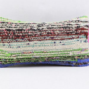 copertura del cuscino kilim lombare cuscino di lana fatto a mano decorazione boho cuscino cuscino turco cuscino di lana biologica 8x16 pollici copertura del cuscino no 746