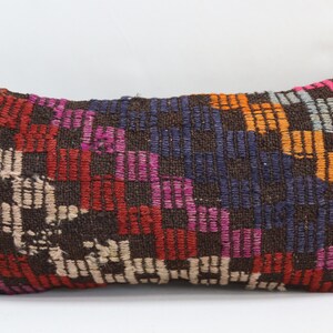 nomadic wool kilim pillow cover handmade wool pillow cecim kilim pillow home decor geometric lumbar pillow 10x20 inch pillow cover no 1557