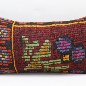 decorative kilim pillow cover cecim pillow handmade wool pillow geometric pillow natural wool pillow 10x20 kilim pillow cover code no 1439