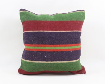 handwoven kilim pillow striped throw pillow anatolian cushion ottoman kilim pillow boho pillow 16 x 16 inch kilim pillow cover no 3634