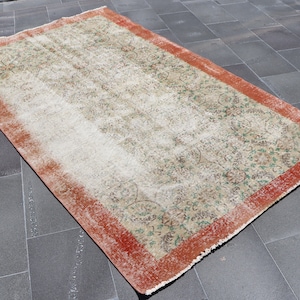 Turkish rug, Vintage area rug, Handmade wool rug, Oushak rug, Oriental rug, Bedroom rug, Kitchen decor, Anatolian rug, 4.6 x 8 ft TRV0600