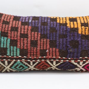 cecim kilim pillow cover ethnic pillow lumbar pillow 10x20 home decor pilllow decorative pillow geometric decor turkish pillow cover no 1311