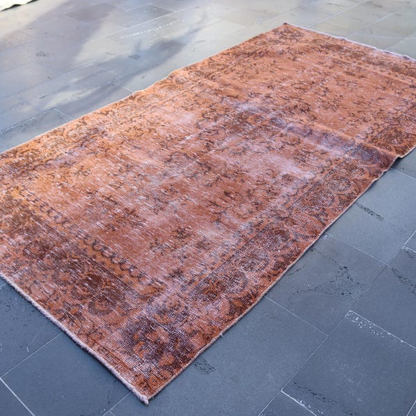 Türkischer Blumenteppich, Vintage-Teppich, Esszimmerteppich, Handgefertigter Teppich, Wollteppich, Blumenteppich, Boho-Teppich, Oushak-Teppich, 1,5 x 2,7 m TRV2096