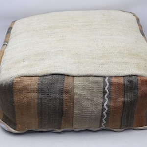 Square pouf, Kilim beanbag, Footstool, Oriental pillow, Camping pillow, Ottoman pouf, Boho decor, Pouf cover, 24x24 height 8 inches 617