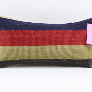 Copertura del cuscino kilim a righe, cuscino lombare, cuscino fatto a mano, cuscino per l'arredamento della casa, cuscino decorativo turco, copertura del cuscino da 8x16 pollici n. 705