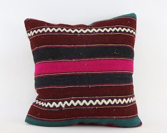 bohemian kilim pillow embroidered kilim pillow rustic kilim pillow kelim cushion oriental kilim pillow 20x20 kilim pillow cover no 951