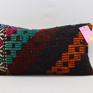 handmade wool kilim pillow cover rustic decor pillow boho decor pillow corner pillow turkish pillow 10x20 lumbar kilim pillow cover no 2269