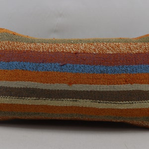 turkish kilim pillow cover handmade wool pillow striped vintage pillow home decor pillow bohemian pillow 12x24 inch pillow cover no 1587