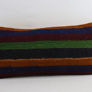 throw kilim pillow cover lumbar pillow tribal pillow handmade wool pillow organic pillow natural wool pillow 12x24 pillow cover code 1481