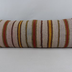 striped kilim pillow cover lumbar pillow bohemian pillow anatolian pillow decorative pillow farmhouse decor 16x48 inches pillow cover no 392