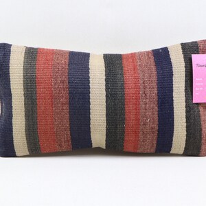 Copricuscino kilim artigianale, cuscino decorativo etnico, cuscino lombare, cuscino in lana naturale, cuscino decorativo eclettico 8x16 pollici copertura cuscino n. 820