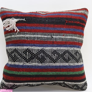 decorative kilim pillow cover ethnic pillow sofa pillow handmade wool pillow oriental pillow boho pillow 16 x 16 inch pillow cover no 2125