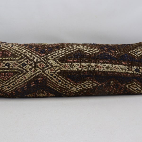 Coastal kilim pillow cover, Organic boho pillow, Oriental pillow, Home decor pillow, Ethnic kilim pillow, 12x36 inches pillow cover no 1673