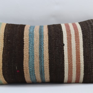 almohada de decoración del hogar almohada oriental almohada lumbar kilim almohada anatolia kilim almohada decorativa 10x20 pulgadas funda de almohada de lana orgánica no 1244