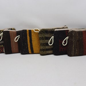 Makeup bag 6 pieces Kilim purse, Turkish kilim wallet 7x9 inches Authentic purse, Vintage purse, Women wallet, Coin pouch, Handmade purse 30