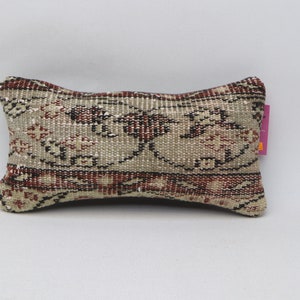Capa de almofada de lã artesanal turca, boho, travesseiro costeiro, lombar, decoração de casa, 8x16 polegadas, capa de travesseiro no 1036