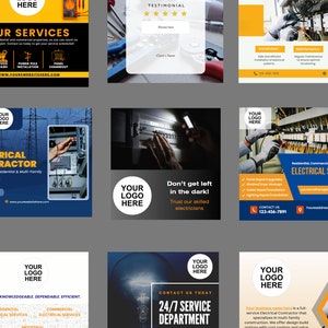 Electric Company Marketing Social Media Post Templates for Instagram, Facebook and more *INSTANT DOWNLOAD*