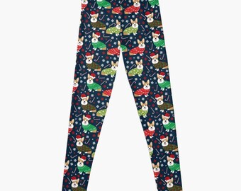 corgi christmas leggings