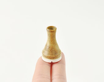 Yellow miniature porcelain vase for ikebana Handmade small dollhouse miniature kitchen decor Pottery ceramic collection mini vessel