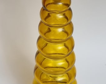 1960s Yellow Bubble Glass Bottle/Vase.