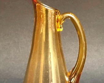 Vintage Art Deco Small Handblown Amber Glass Jug/Ewer.