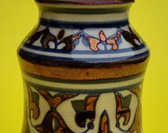 Vintage 1990s Dolores Chaves Lanjaron, Spain, Studio Pottery Hand-painted Ceramic Vase.