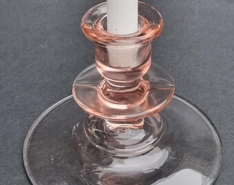 A Beautiful Vintage 1930s Pink Depression Glass Candle Holder.