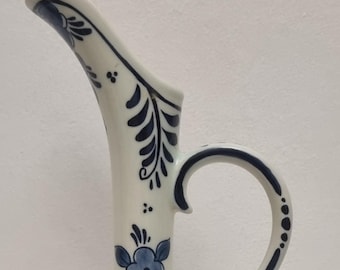 Vintage 1960s Royal Goedewaagen Handled Hand Painted Blue & White Delft Vase/Pitcher.
