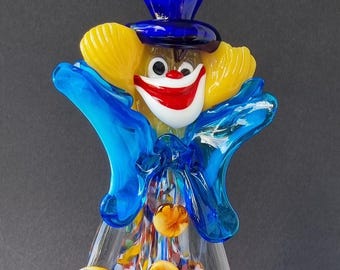 Murano Mid Century Art Glass Colourful Clown Figurine, Decorative and Collectible.