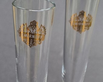 A Vintage 1990s Set of 2 Smirnoff Vodka Shot Flutes.