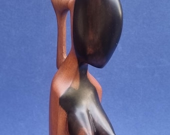 Vintage West African Abstract/Minimalist Hand Carved Ebony Wood Depicting Mother & Child.
