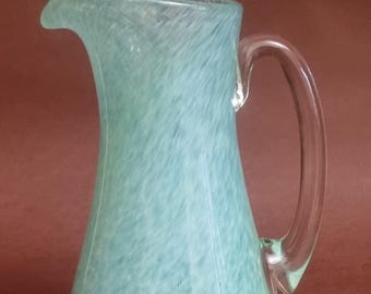 Vintage Scottish Glass, Light Green Ewer/Pitcher.