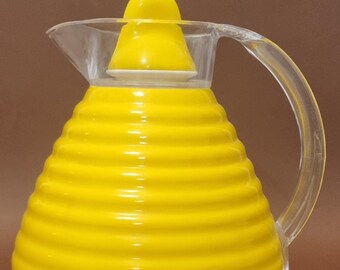 Mid Century Retro 1970s German Style Bright Yellow 1 Litre Thermos Insulated Jug/Carafe. Hot & Cold
