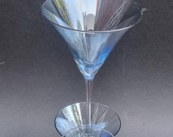 Vintage Pearlescent Blue Martini Glasses - Set of 4.