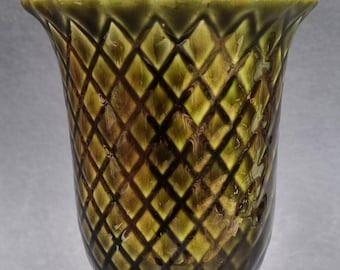 Holkham Pottery, Norfolk Vintage 1970s Glazed Green Urn Vase.
