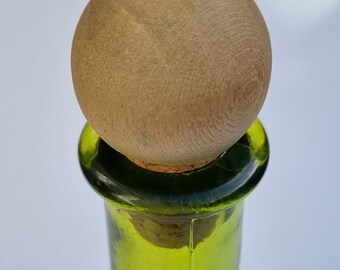 Vintage 27.5cm Lime Green Glass Bottle with Stopper. Unmarked.