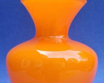 Vibrant Mid Century Kamei Japanese Cased Orange Glass Vase - Baluster Shaped.